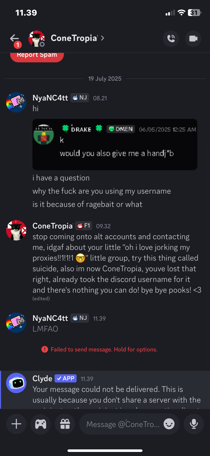 Death threats + stolen pfp